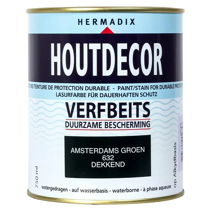 Hermadix Houtbeits houtdecor 632 amsterdams groen - Amsterdams Groen, 750 ml, Zijdeglans - Vooraanzicht