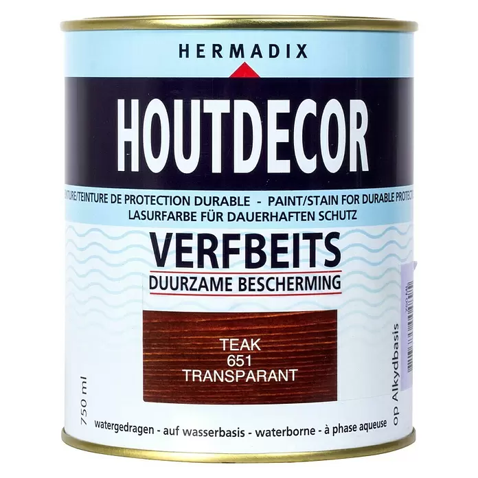 Hermadix Houtbeits houtdecor 651 teak - Teak, 750 ml, Zijdeglans - Vooraanzicht