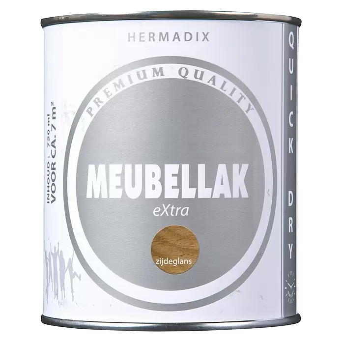 Hermadix Blanke meubellak eXtra Zijdeglans - Transparant, 750 ml, Zijdeglans - Vooraanzicht