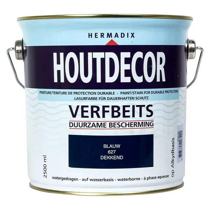 Hermadix Houtbeits houtdecor 630 antraciet - Blauw, 2,5 l, Zijdeglans - Vooraanzicht
