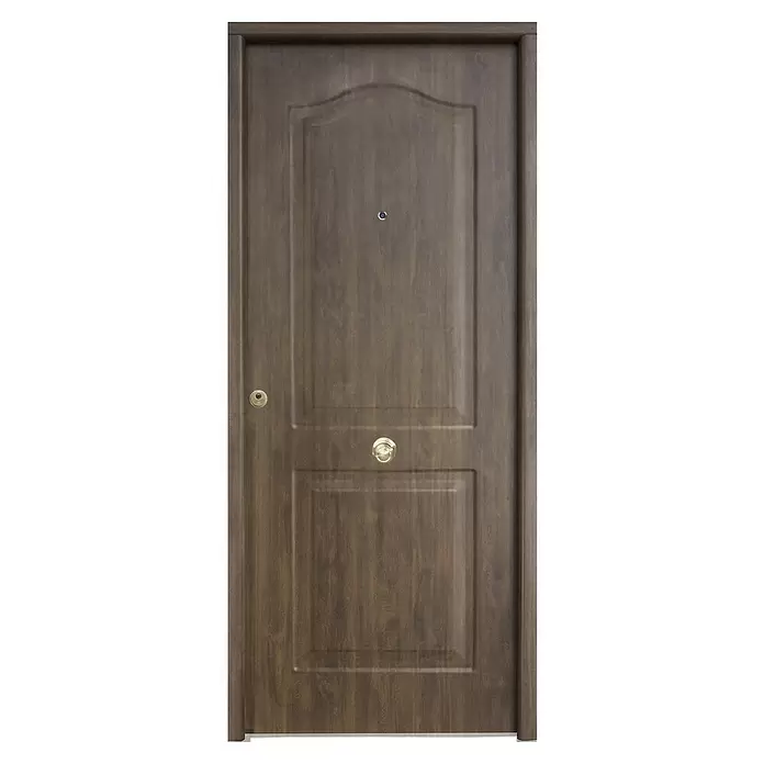 THT Puerta de entrada de seguridad exterior Saga 100 Semiprovenzal - 90 x 210 cm, Apertura según normativa: Derecha, Roble viejo - Vista frontal