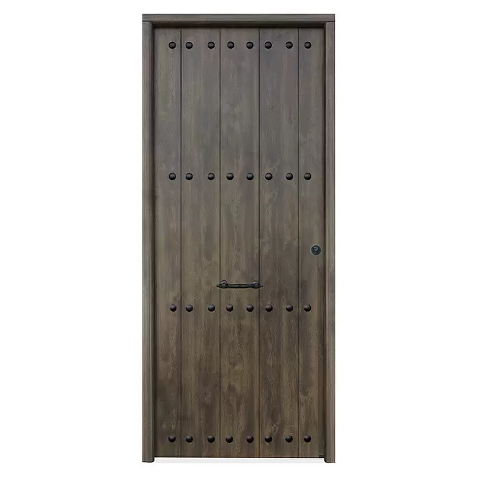 THT Puerta de entrada de seguridad exterior Saga 100 Rústica - 90 x 210 cm, Apertura según normativa: Izquierda, Roble viejo - Vista frontal