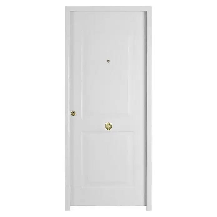 THT Puerta de entrada de seguridad exterior Saga 100 Semiprovenzal - 90 x 210 cm, Apertura según normativa: Derecha, Blanco - Vista frontal