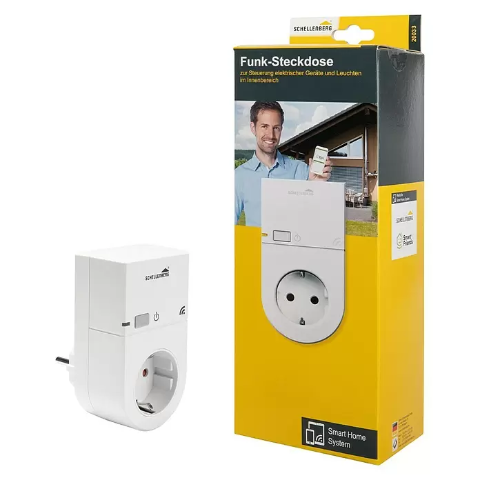 Schellenberg Smart Home Funksteckdose - Innen, Weiß - Diagonale Ansicht