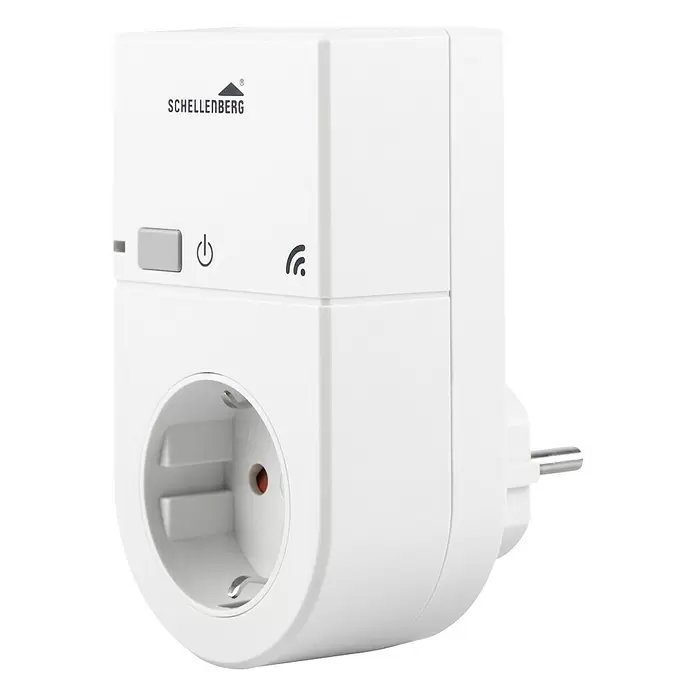 Schellenberg Smart Home Funksteckdose - Innen, Weiß - Diagonale Ansicht