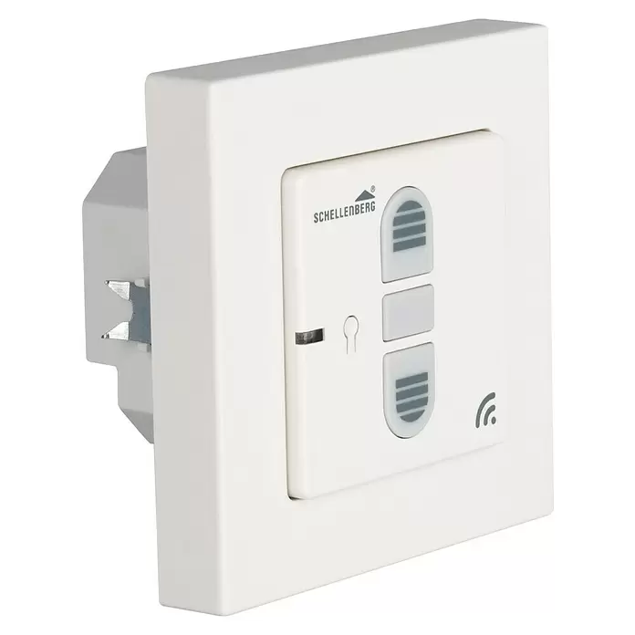 Schellenberg Smart Home Funk-Empfangsschalter - 80 x 80 x 40 mm, Weiß, Unterputzmontage - Diagonale Ansicht