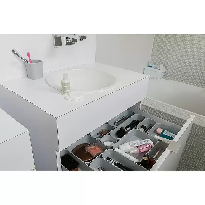 Keter Organizador para cajón Infinity - L x An x Al: 15,5 x 5,1 x 7,7 cm, Gris, Plástico - Producto en uso