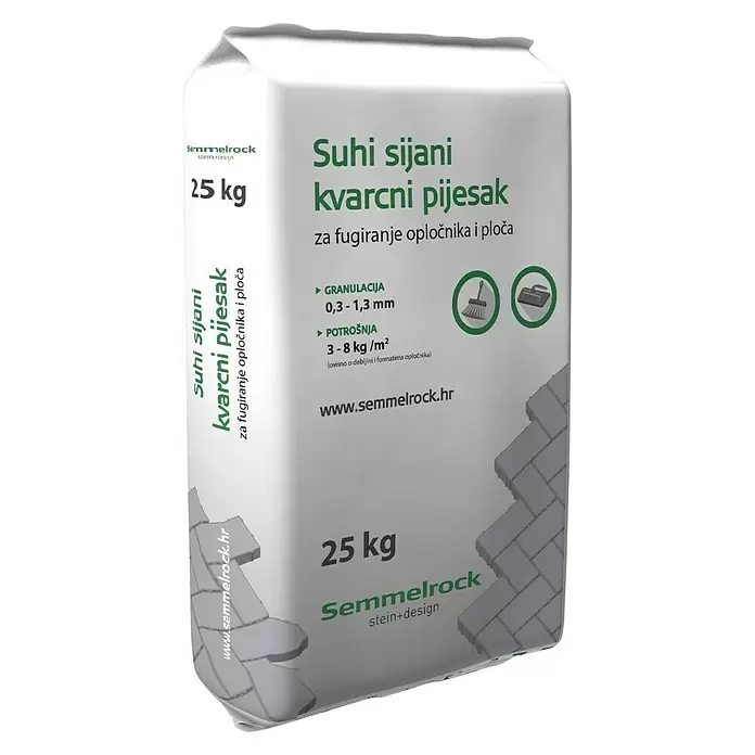 Semmelrock Kvarcni pijesak - Sadržaj: 25 kg, Suši se vatrom - Dijagonalni pogled