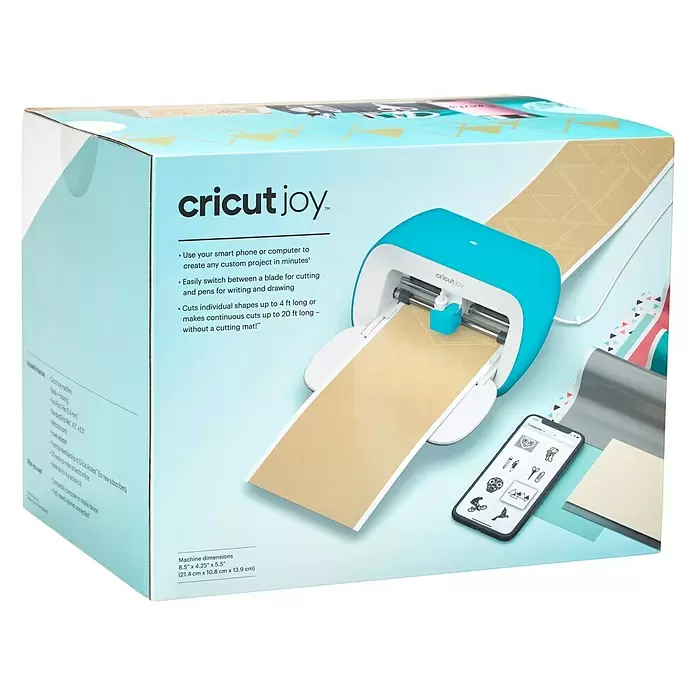 Cricut Joy Schneideplotter Smarte Schneide- und Zeichenmaschine - Türkis/Weiß, Bluetooth, Schnittbreite: 10,4 cm, Schnittlänge: 1,2 m - Diagonale Ansicht