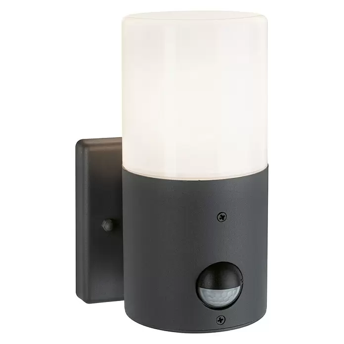 Paulmann Außenwandleuchte Tubs - 15 W, 13 x 10,5 x 17,5 cm, Grau matt, Mit Bewegungsmelder - Diagonale Ansicht