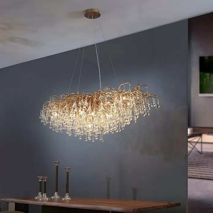 Paul Neuhaus LED-Pendelleuchte Icicle - 58 W, L x B x H: 69,5 x 69,5 x 8,9 cm, Weiß, Warmweiß - Stimmungsaufnahme