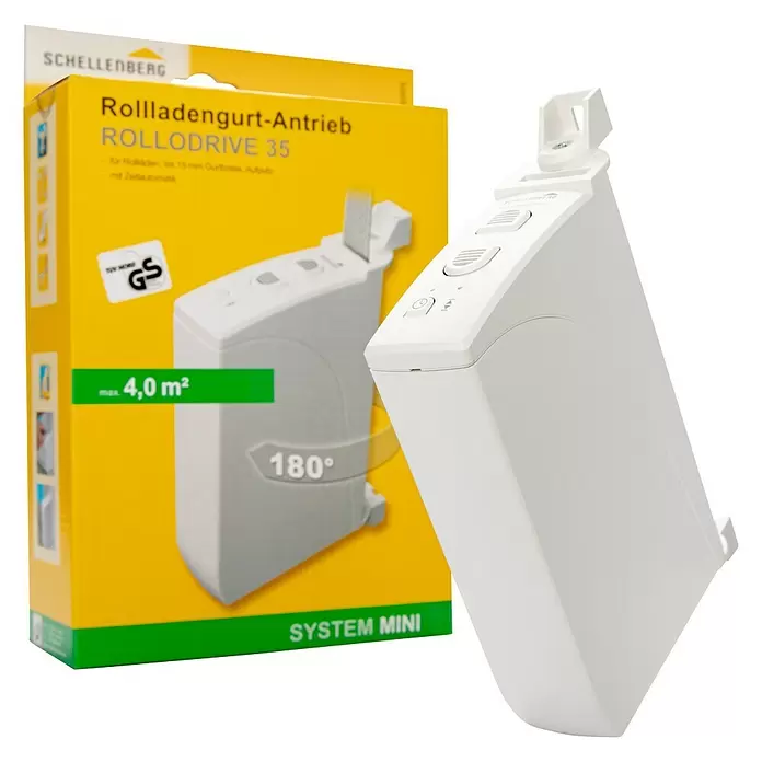 Schellenberg Rollladen-Gurtwickler Rollo Drive 35 - B x H: 39 x 166 mm, Gurtbreite: 14 mm, Zugkraft: 12 kg - Diagonale Ansicht