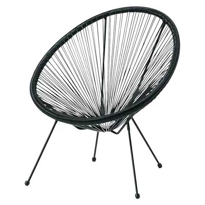 Vrtna fotelja - Crne boje, D x Š x V: 71 x 82 x 21 mm - Dijagonalni pogled