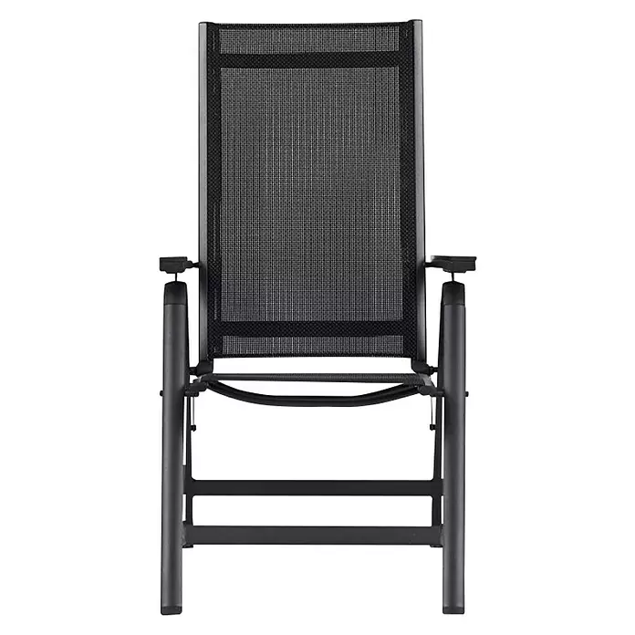 Sklopiva stolica s pozicijama - D x Š x V: 66 x 58 x 110 cm, Crne boje - Pogled sprijeda
