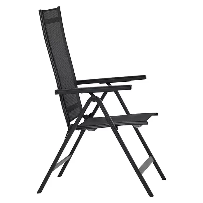 Sklopiva stolica s pozicijama - D x Š x V: 66 x 58 x 110 cm, Crne boje - Pogled s desne strane