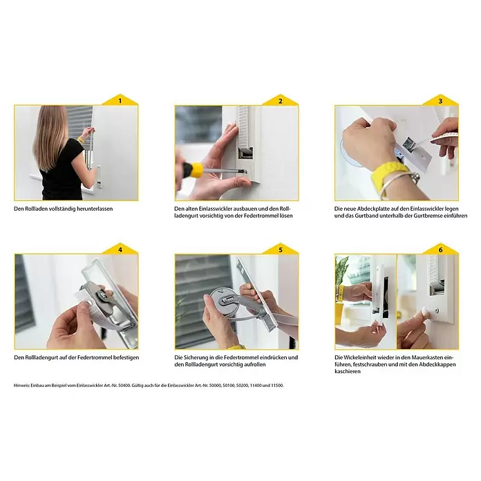 Schellenberg Recogedor de cinta de persiana - Distancia entre orificios: 105 mm, Anchura de la correa: 23 mm, Máx. Longitud de la cinta: 5 m