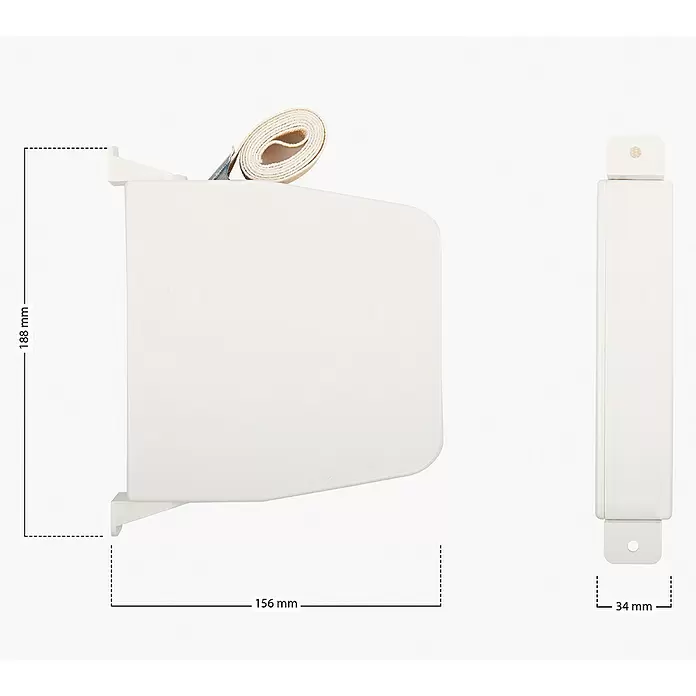 Schellenberg Aufschraubwickler Maxi - L x B x H: 188 x 156 x 34 mm, Gurtbreite: 23 mm, Weiß - Skizze