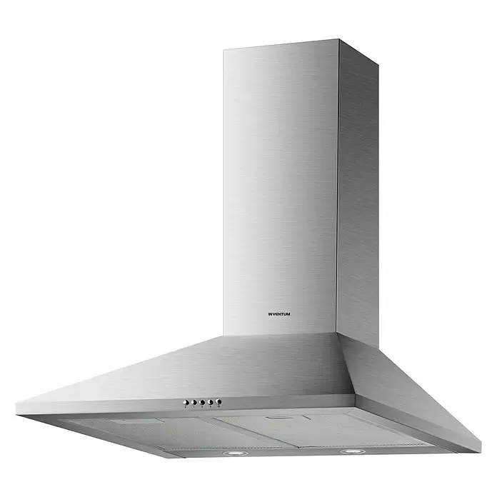 Inventum Schouwafzuigkap AKP60RVS - Breedte: 59,5 cm, Max. afzuigprestatie: 380 m³/u, Roestvrij staal - Diagonaal zicht