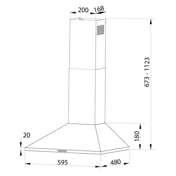 Inventum Schouwafzuigkap AKP60RVS - Breedte: 59,5 cm, Max. afzuigprestatie: 380 m³/u, Roestvrij staal - Blauwdruk