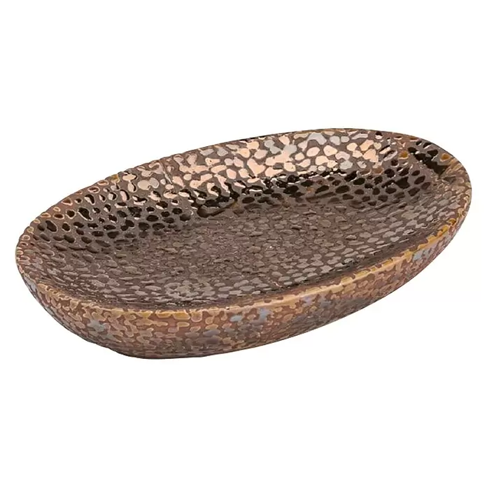 Posuda za sapun - Smeđe boje, Š x V: 13,6 x 2 cm - Dijagonalni pogled