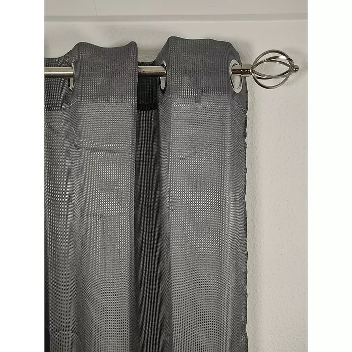 Visillo para ventana Textura rejilla - An x Al: 140 x 270 cm, 100% poliéster, Antracita - Primer plano