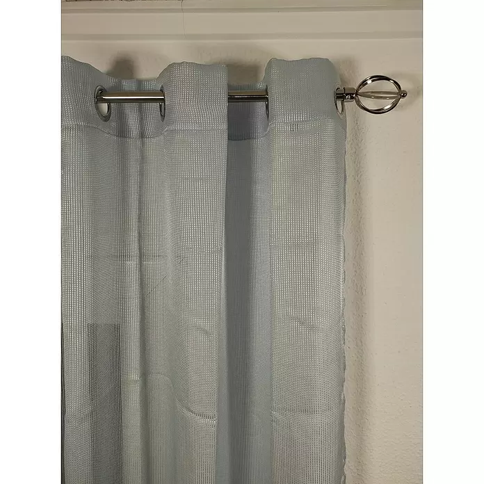Visillo para ventana Textura rejilla - An x Al: 140 x 270 cm, 100% poliéster, Azul - Primer plano
