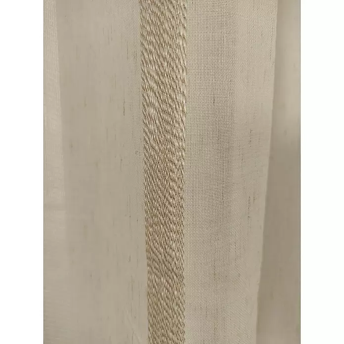 Visillo para ventana Franja bicolor - An x Al: 140 x 270 cm, 100% poliéster, Lino - Primer plano
