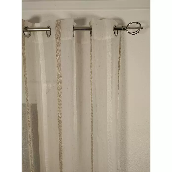 Visillo para ventana Franja bicolor - An x Al: 140 x 270 cm, 100% poliéster, Lino - Primer plano