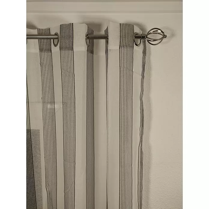 Visillo para ventana Franjas - An x Al: 140 x 270 cm, 100% poliéster, Gris - Primer plano