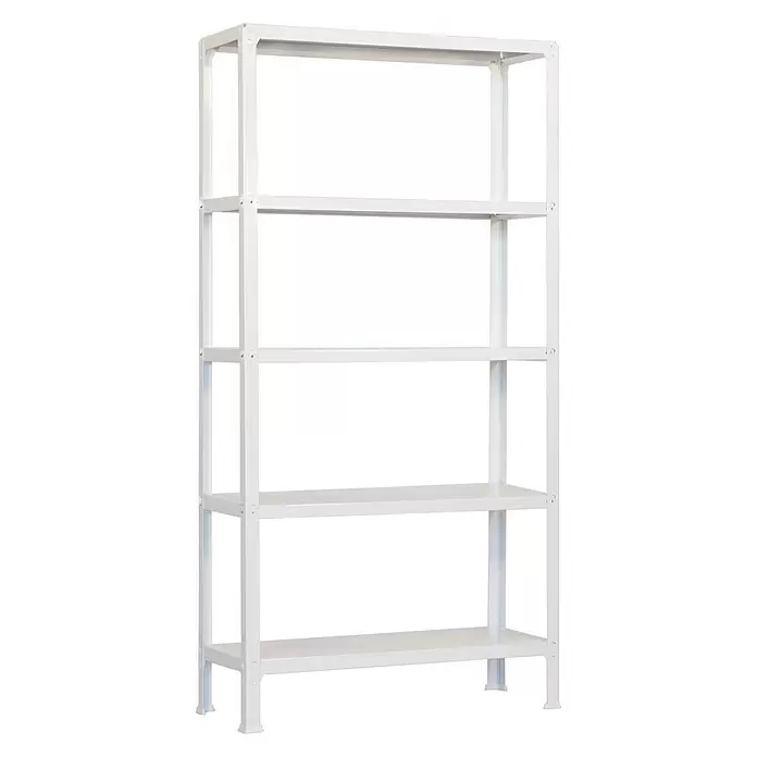 Simonrack Homeclick Estantería metálica Plus - L x An x Al: 30 x 100 x 180 cm, Capacidad de carga: 150 kg/balda, Número de baldas: 5 ud., Inserción, Blanco - Vista angular