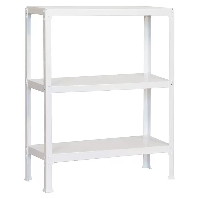 Simonrack Homeclick Estantería metálica Plus - L x An x Al: 30 x 100 x 90 cm, Capacidad de carga: 150 kg/balda, Número de baldas: 3 ud., Inserción, Blanco - Vista angular