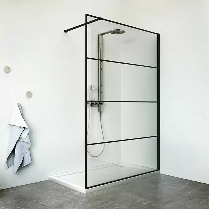 Tuš stijena Philly Loft Horizon - Š x V: 100 x 200 cm, Premazano, Debljina: 6 mm, Crne boje - Živopisni prikaz