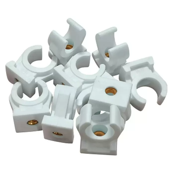 Rohrclip-Set - 10 Stk., Durchmesser: 22 mm, Kunststoff - Diagonale Ansicht