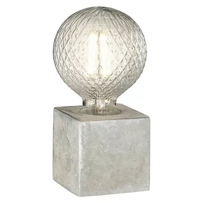 WOFI Tischleuchte Broad - 10 W, L x B x H: 10 x 10 x 10 cm, Grau, E27 - Diagonale Ansicht