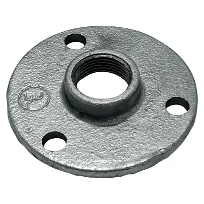 Flanschplatte - Innengewinde: ½″, Verzinkt - Diagonale Ansicht