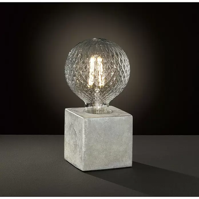 WOFI Tischleuchte Broad - 10 W, L x B x H: 10 x 10 x 10 cm, Grau, E27 - Stimmungsaufnahme