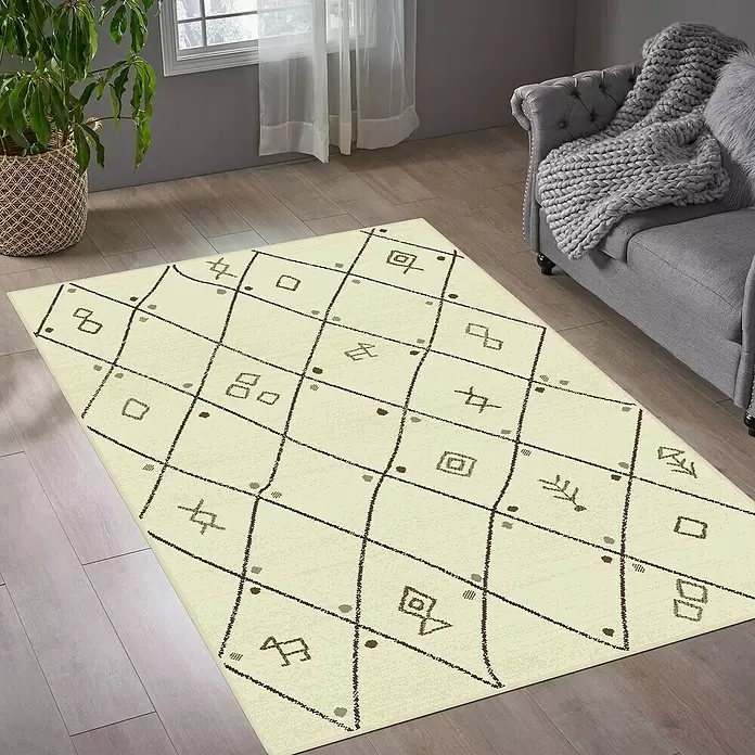 Alfombra de pelo corto Florence - Crudo, 170 x 120 cm, 100% Polipropileno - Foto ambiente