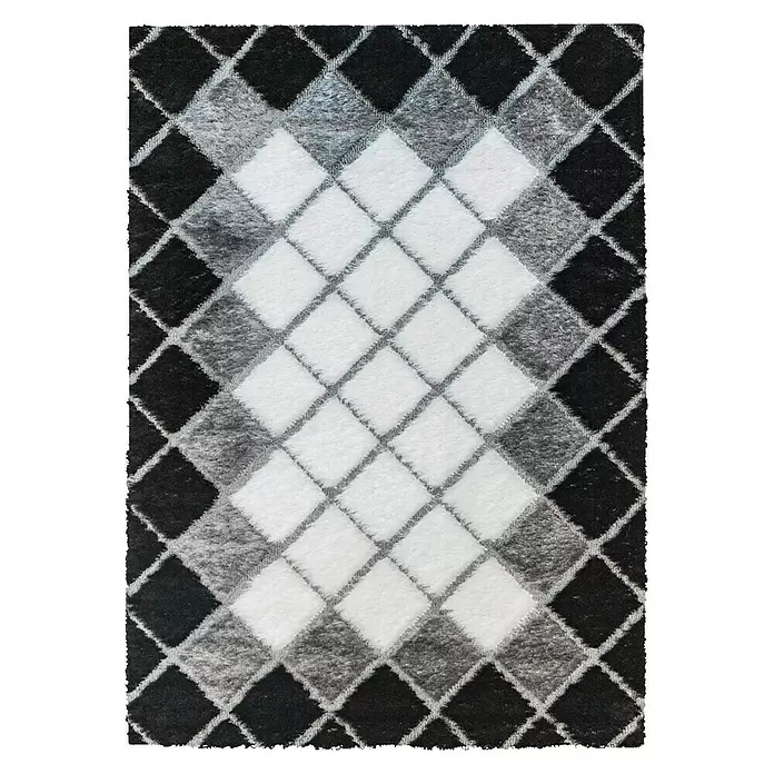 Alfombra de pelo largo Oxford Deco - Negro, 230 x 160 cm, 100% Poliéster - Vista descendente