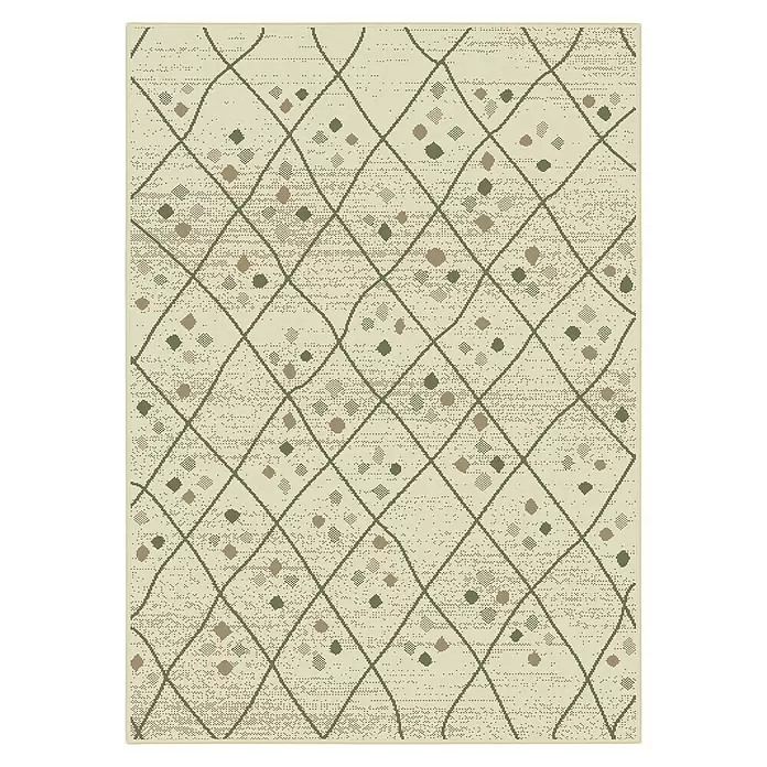Alfombra de pelo corto Florence - Crudo/Verde, 170 x 120 cm, 100% Polipropileno - Vista descendente