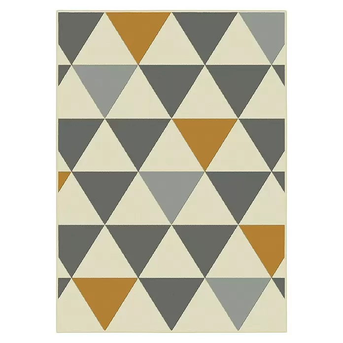 Alfombra de pelo corto Pumari - Crudo/Mostaza, 170 x 120 cm, 100% Polipropileno - Vista descendente