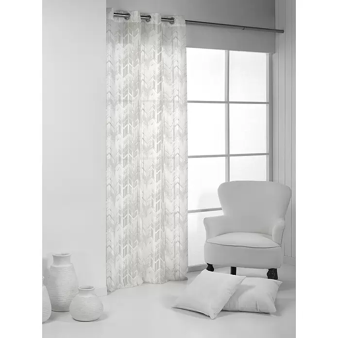 Visillo para ventana Geométrico - An x Al: 140 x 260 cm, 100% poliéster, Beige - Foto ambiente