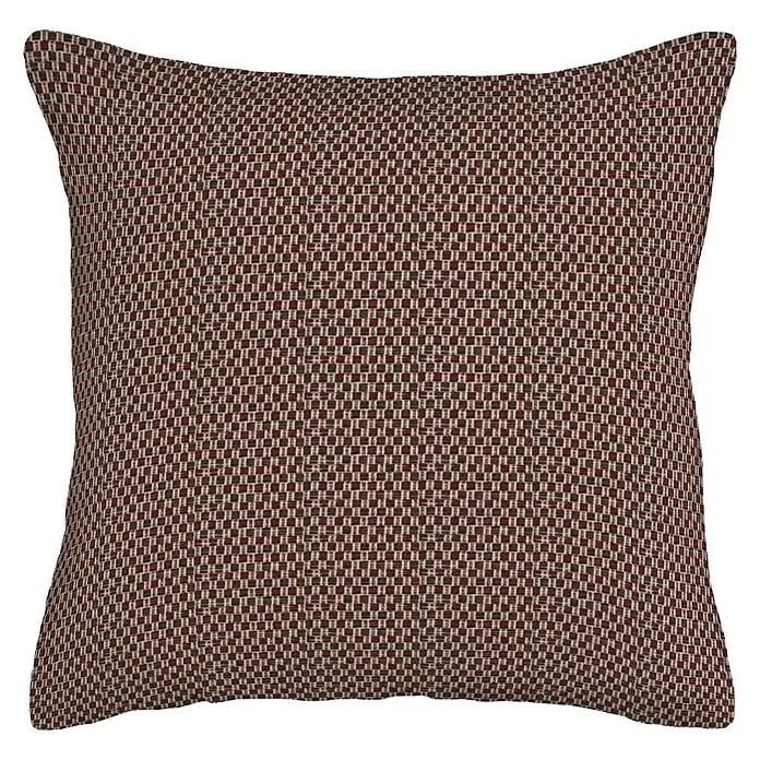 Cojín Cuadros Chenilla - Granate, 45 x 45 cm, 45 % poliéster, 40 % acrílico, 15 % algodón - Vista frontal
