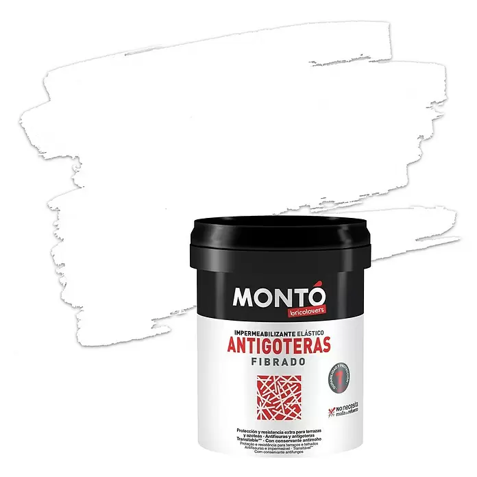 Montó Bricolovers Impermeabilizante Antigoteras Fibrado - Blanco, 750 ml, Mate sedoso - Vista frontal