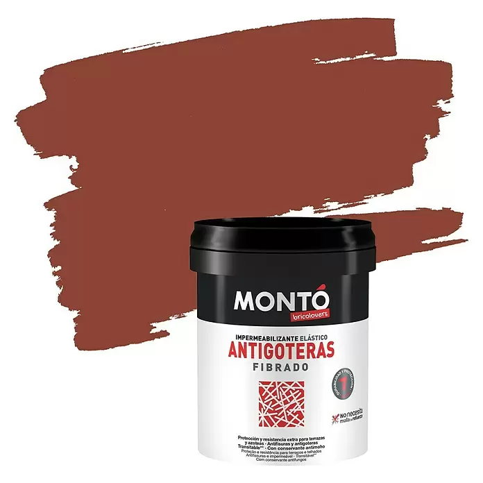 Montó Bricolovers Impermeabilizante Antigoteras Fibrado - Rojo, 750 ml, Mate sedoso - Vista frontal