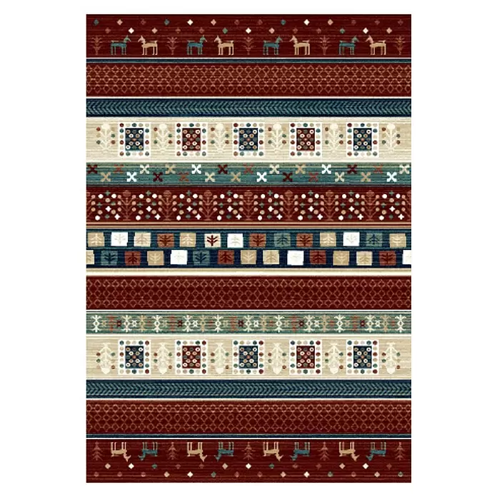 Alfombra de pelo corto Antique - Rojo, 180 x 120 cm, 100% Poliéster - Vista descendente
