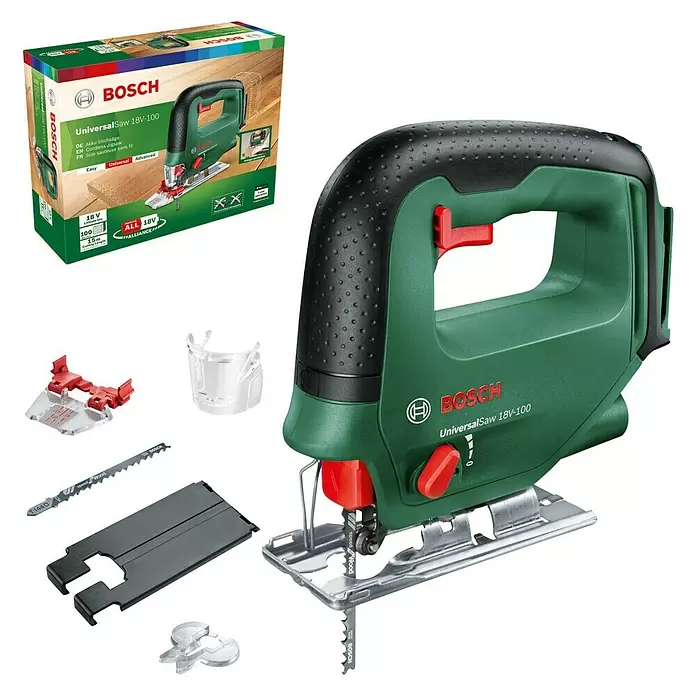 Bosch Universal Akku-Stichsäge Saw 18V-100 - 18 V, Ohne Akku, Leerlaufhubzahl: 0 - 2.600 Hübe/min - Diagonale Ansicht