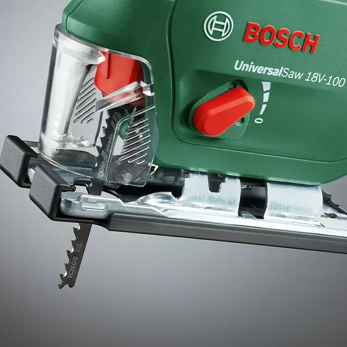 Bosch Universal Akku-Stichsäge Saw 18V-100 - 18 V, Ohne Akku, Leerlaufhubzahl: 0 - 2.600 Hübe/min - Detailaufnahme