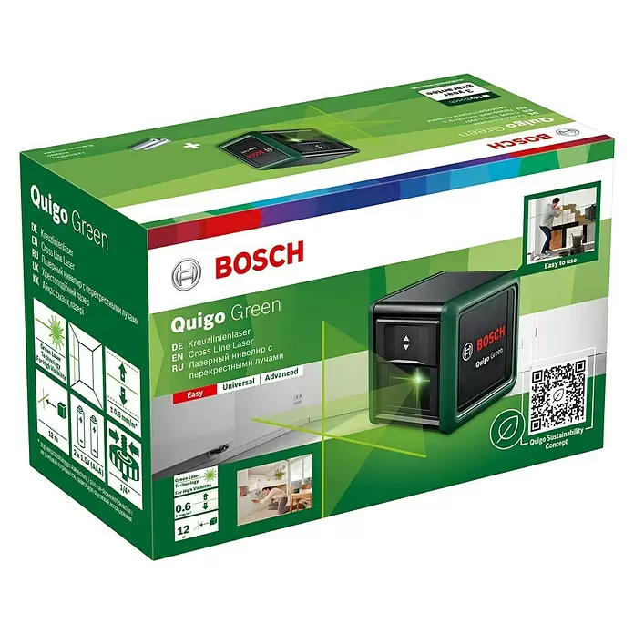 Bosch Kreuzlinienlaser Quigo Green II - Max. Arbeitsbereich: 12 m - Diagonale Ansicht