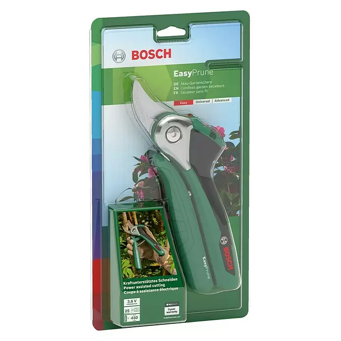 Bosch Škare za oblikovanje grana Easy Prune - Napon akumulatora: 3,6 V, Tip punjive baterije: Litij-ionska, Broj baterija: 1 baterija - Dijagonalni pogled