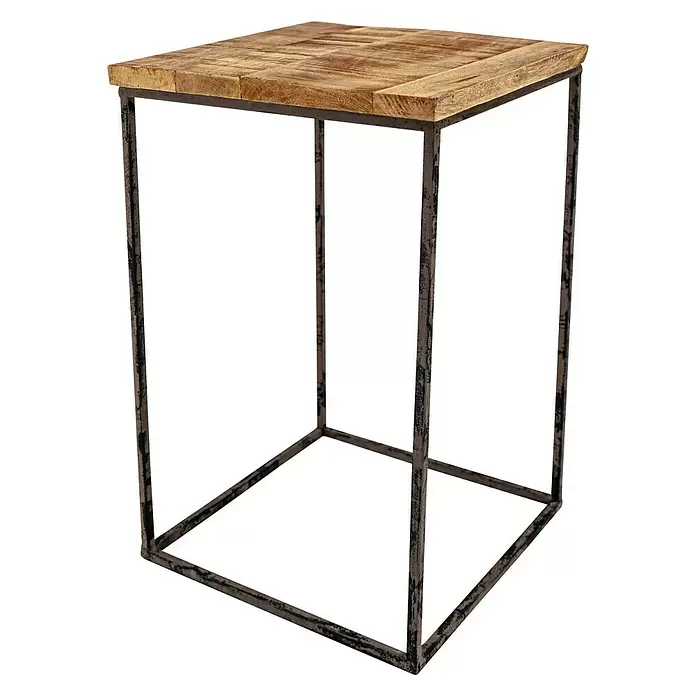 Holztisch Eckig - L x B x H: 29 x 29 x 46 cm, Material Tischplatte: Mangoholz - Diagonale Ansicht